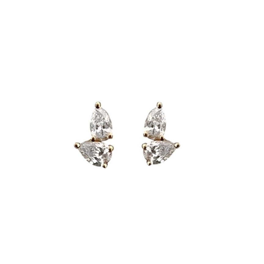 Double Pear Diamond Stud Earrings