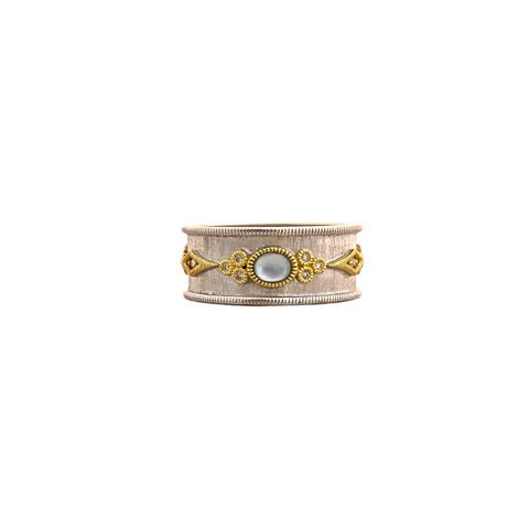 Mixed Metal Blue Topaz Doublet Ring