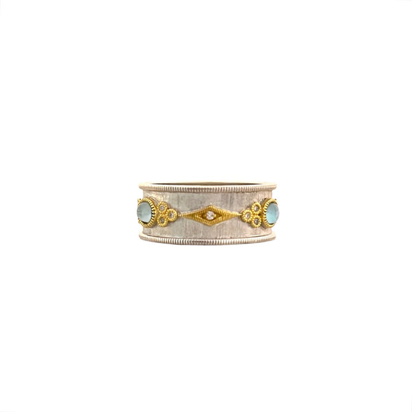 Mixed Metal Blue Topaz Doublet Ring