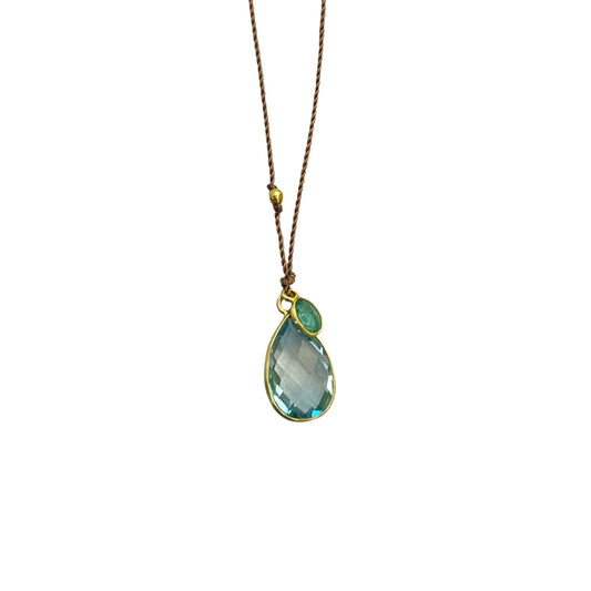 Blue Topaz & Emerald Necklace