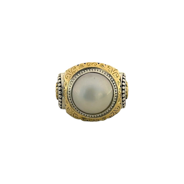 Large Mixed Metal Pearl Ring