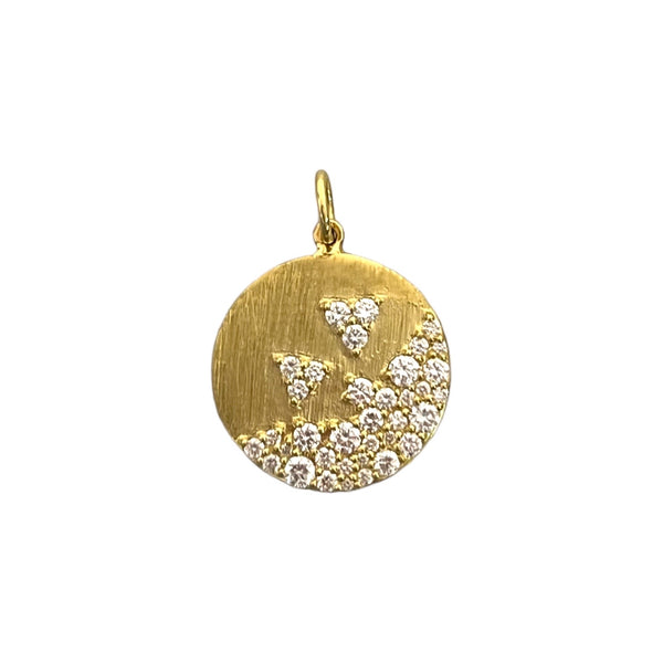 Brushed Gold Diamond Pendant