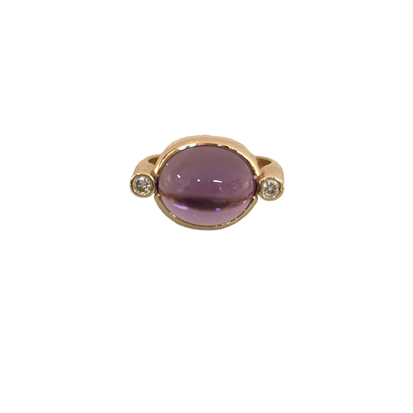 Amethyst with Diamond Side Stones Ring