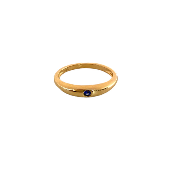 Mini Dome Gold Band With Sapphire