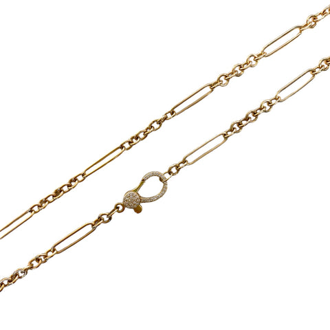 Mixed Link Chain with Diamond Clasp