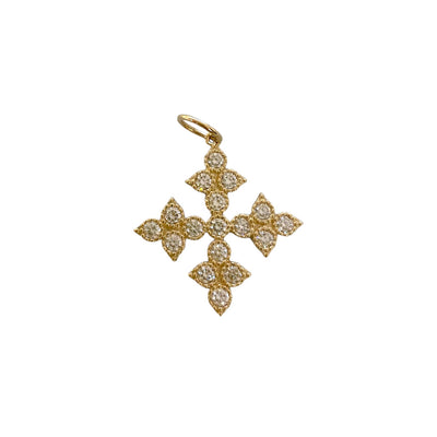 Quatrefoil Gold & Diamond Cross Charm