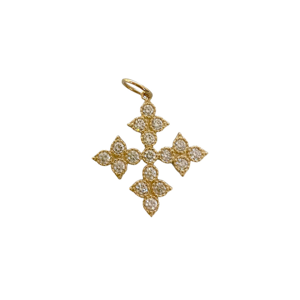 Yellow Gold Diamond Cross Charm