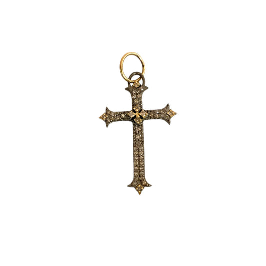 Mixed Metal Diamond Cross Pendant