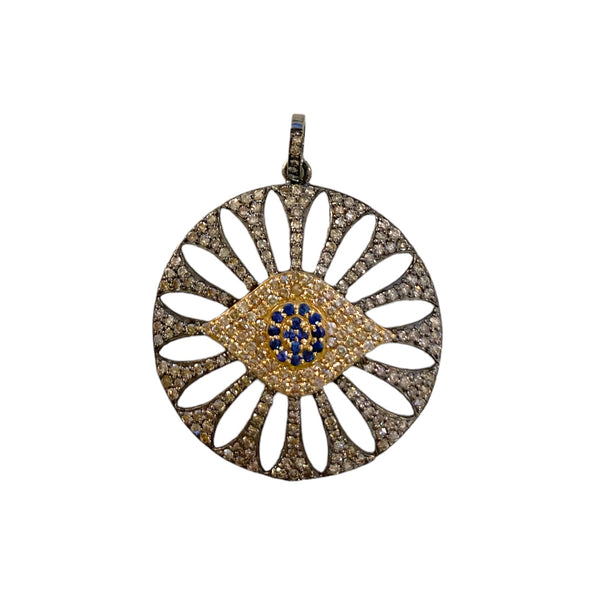 Mixed Metal with Evil Eye Center Pendant