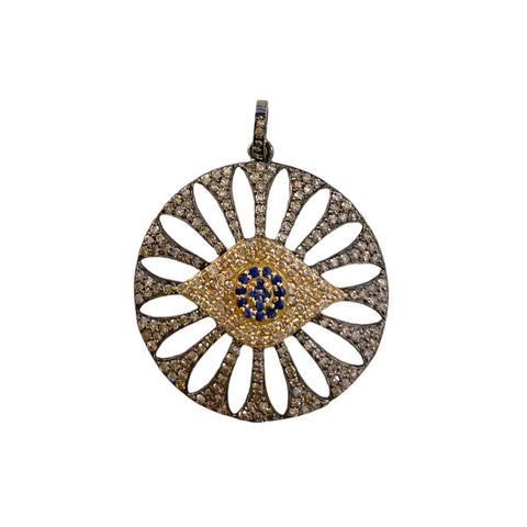 Mixed Metal with Evil Eye Center Pendant