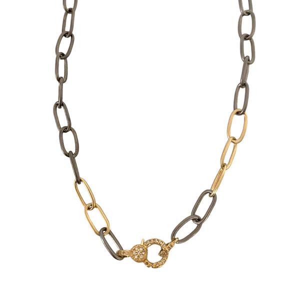 Mixed Metal Oval Link Necklace