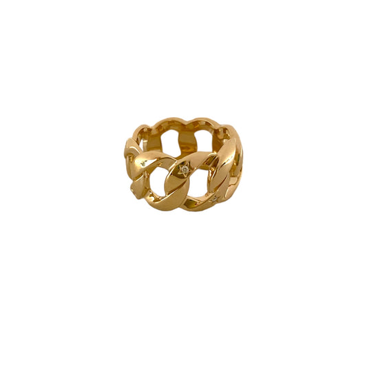 Curb Chain with Diamonds Ring