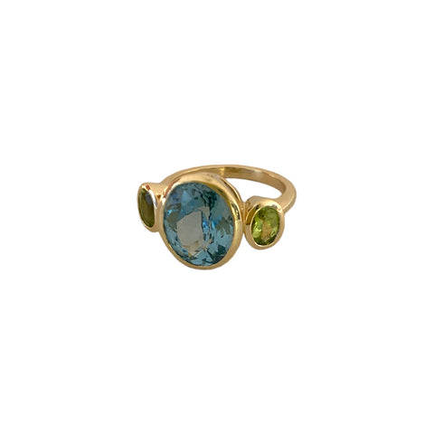 Tourmaline & Peridot Bezel Ring