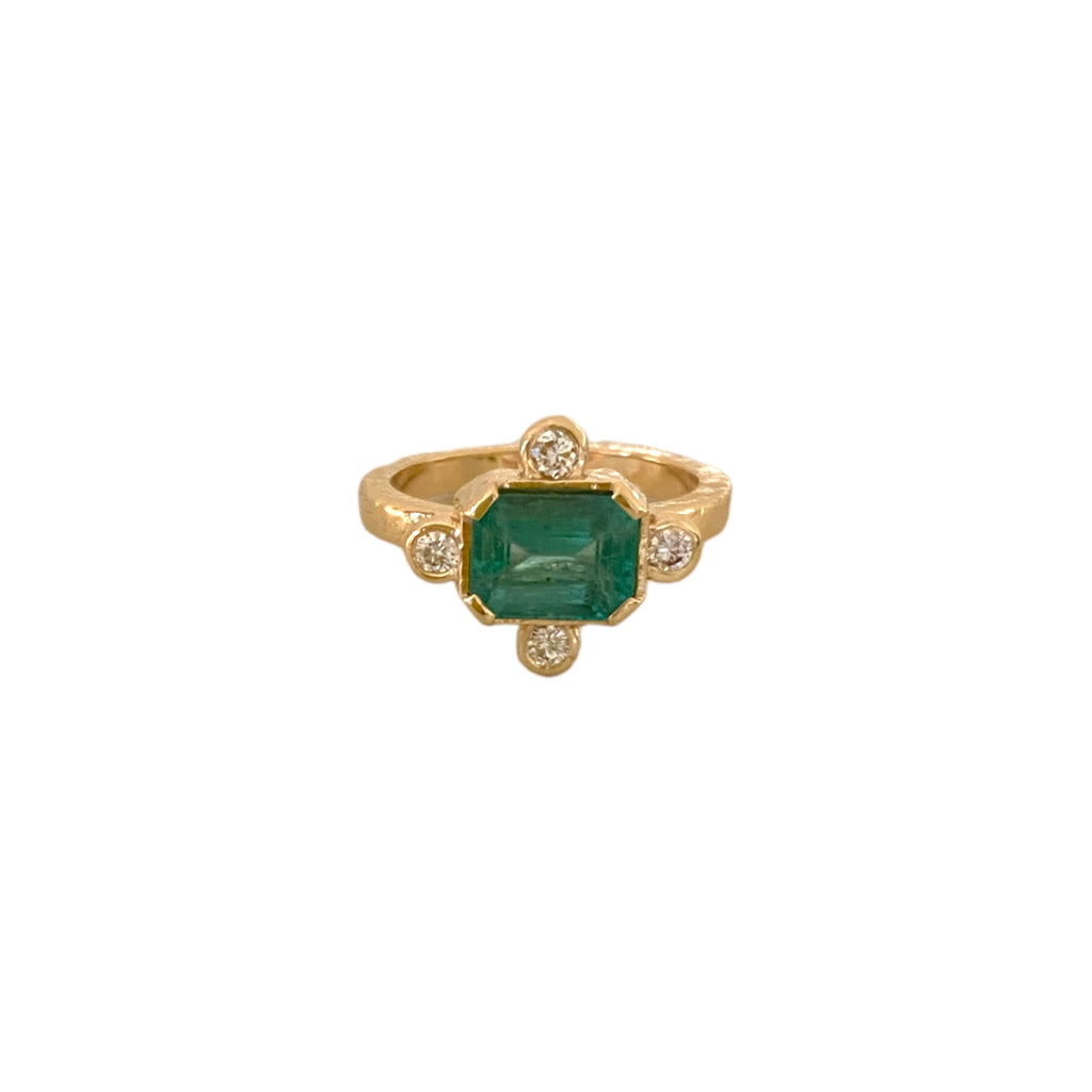 Emerald with Diamond Accents Ring