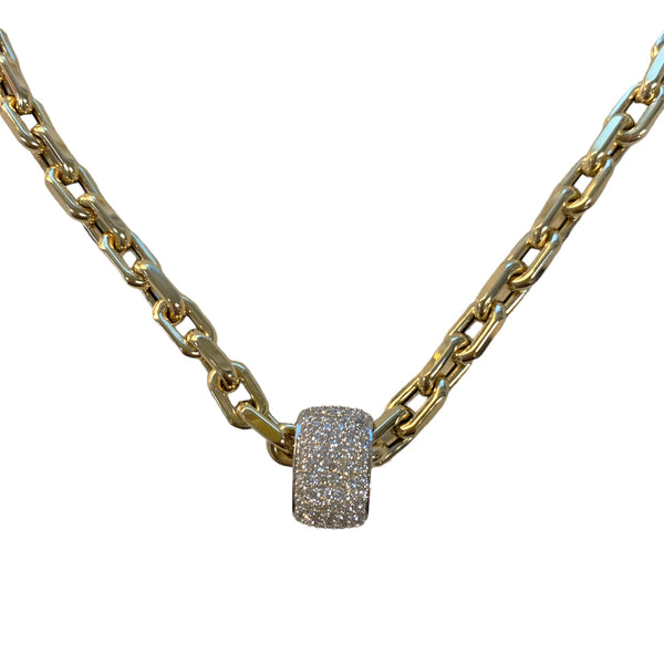 Large Link Chain with Diamond Pendant Necklace