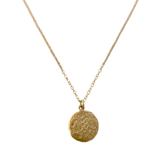 Disc with Scattered Diamonds Necklace