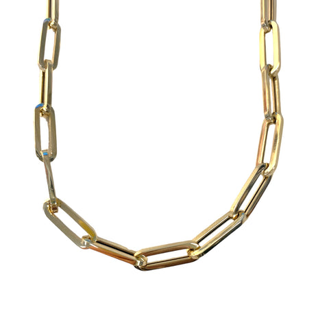 Yellow Gold Paperclip Necklace