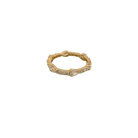Pear Shape Diamond Station Yellow Gold Eternity Ring