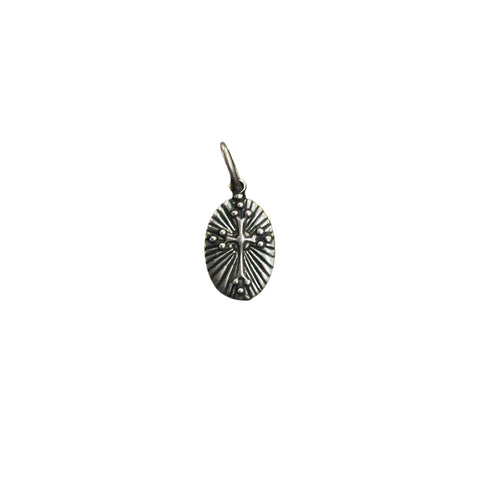 Sterling Silver Cross Oval Pendant