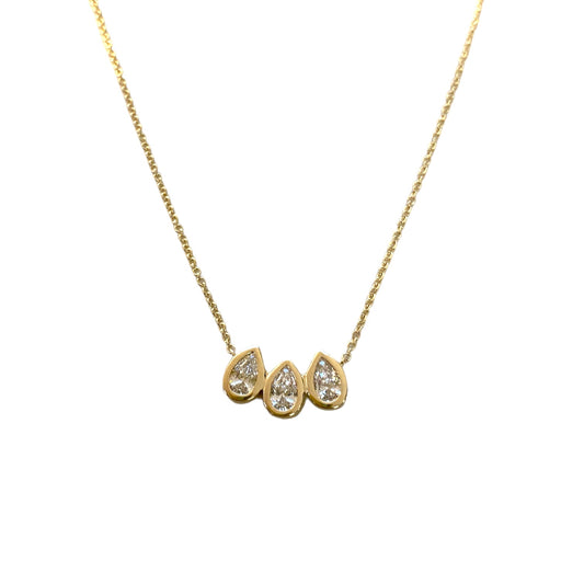 Three Pear Diamond Bezel Necklace