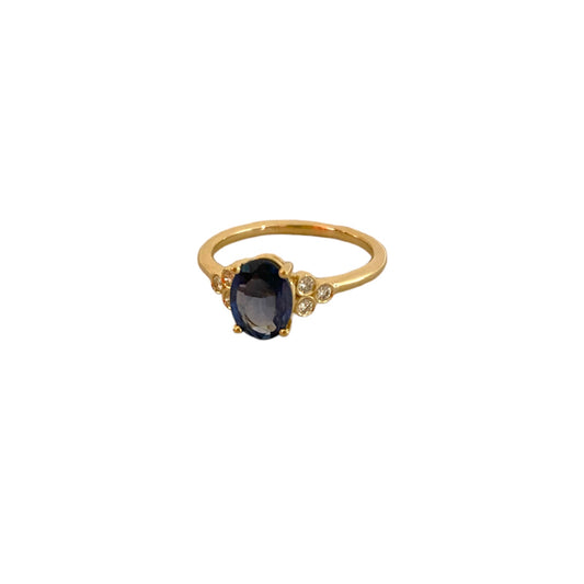 Sapphire with Diamond Trio Ring