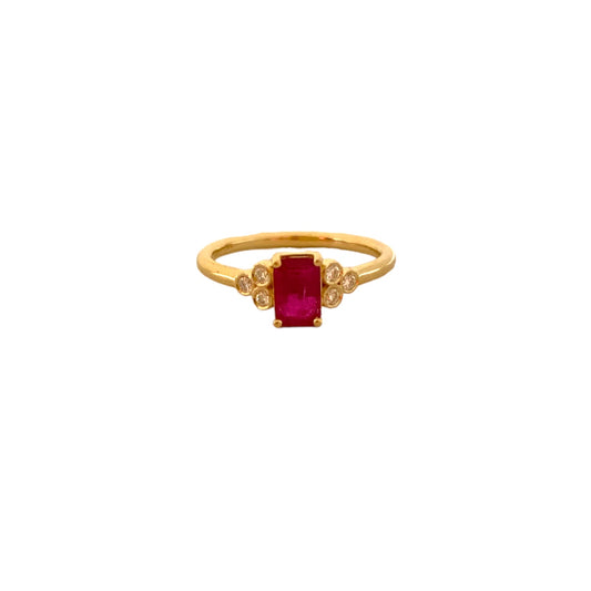 Ruby with Diamond Trio Ring