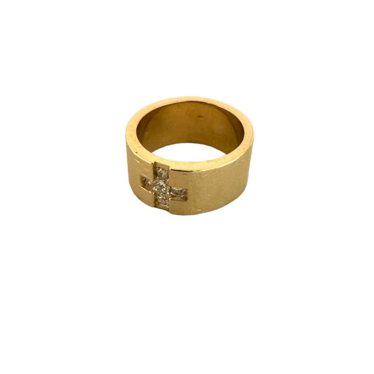 Gold Band with Diamond Cross Ring