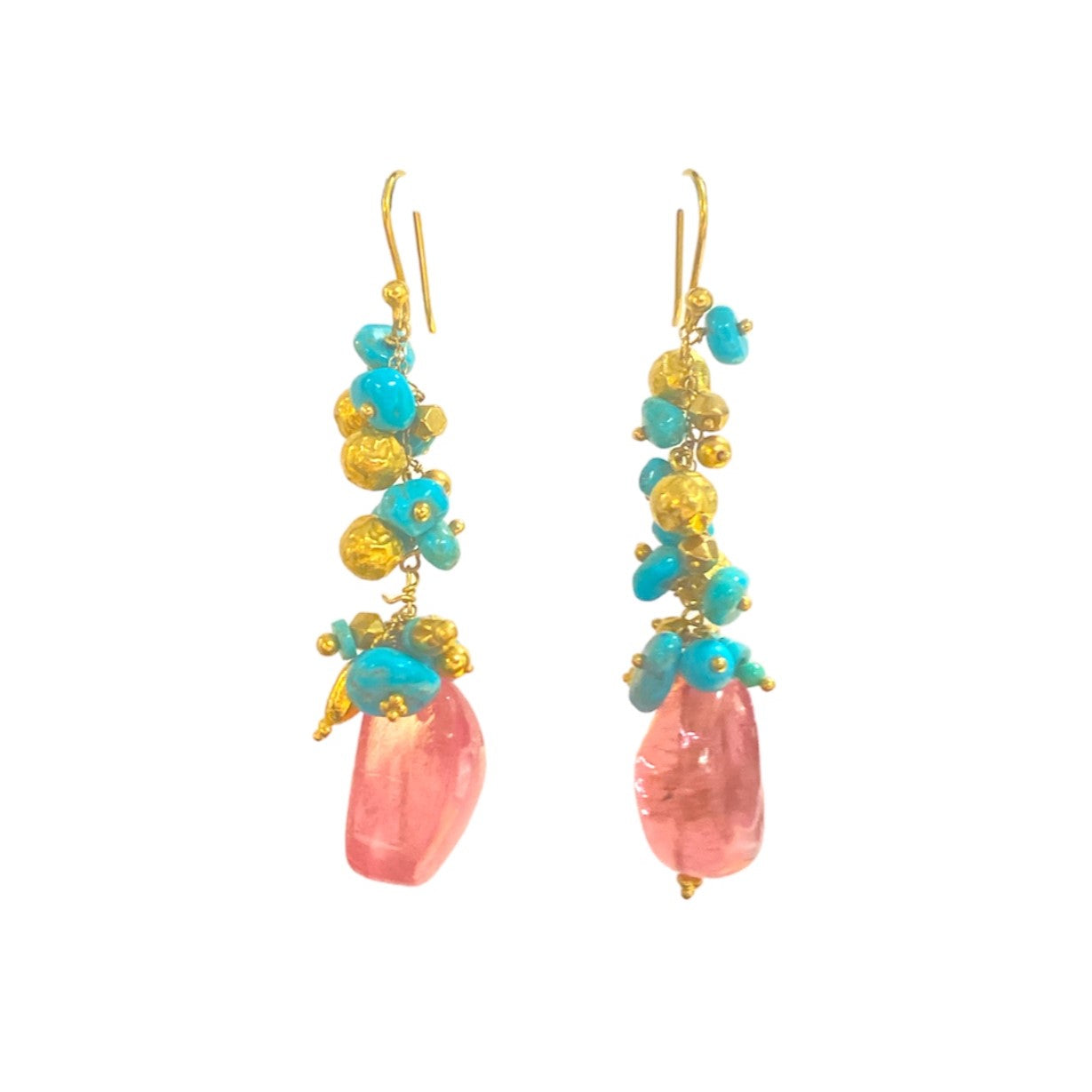 Sleeping Beauty Turquoise & Pink Tourmaline Earrings