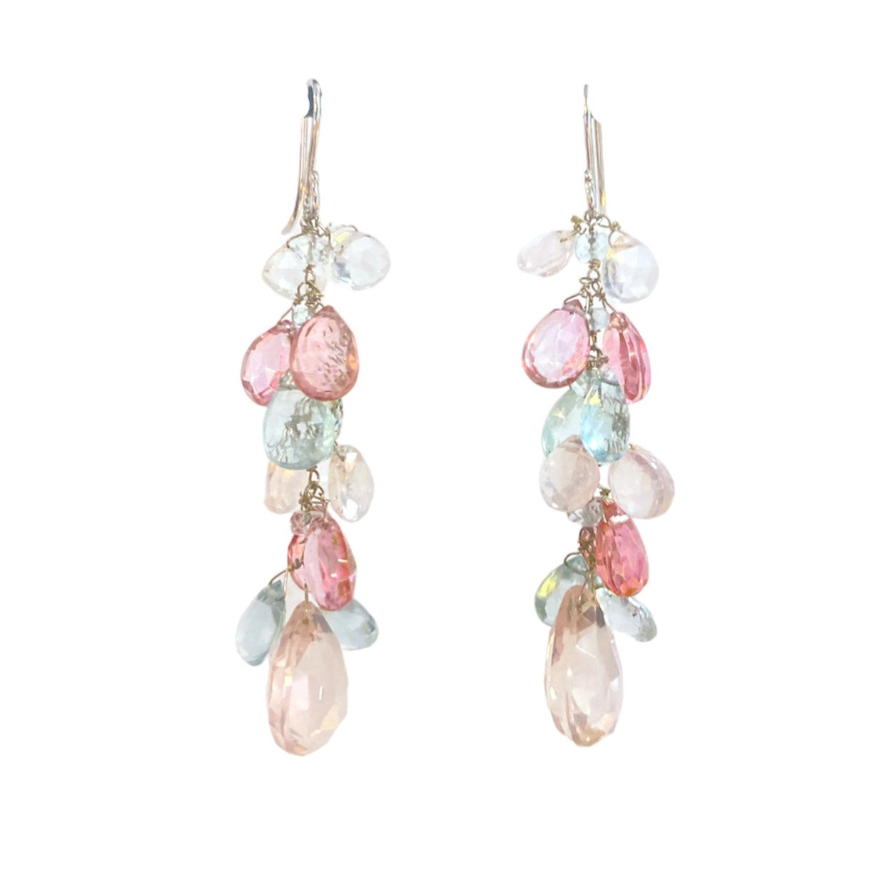 Aquamarine & Rose Quartz Drop Earrings