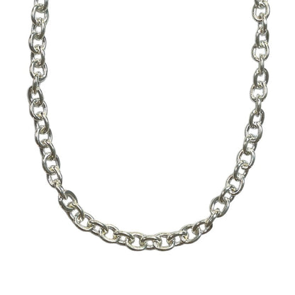 Silver Oval Cable Chain Necklace