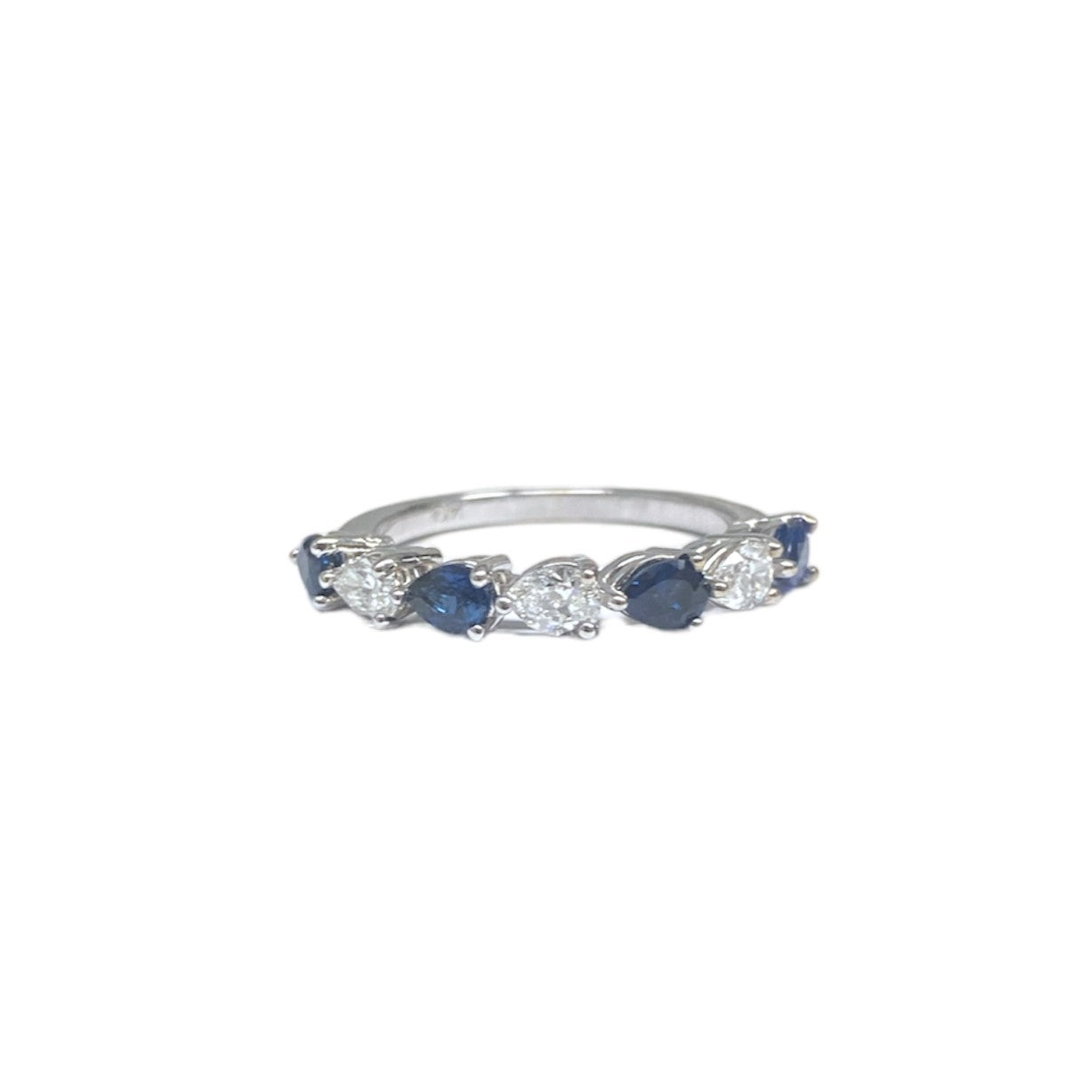 Alternating Pear Diamond & Sapphire Ring