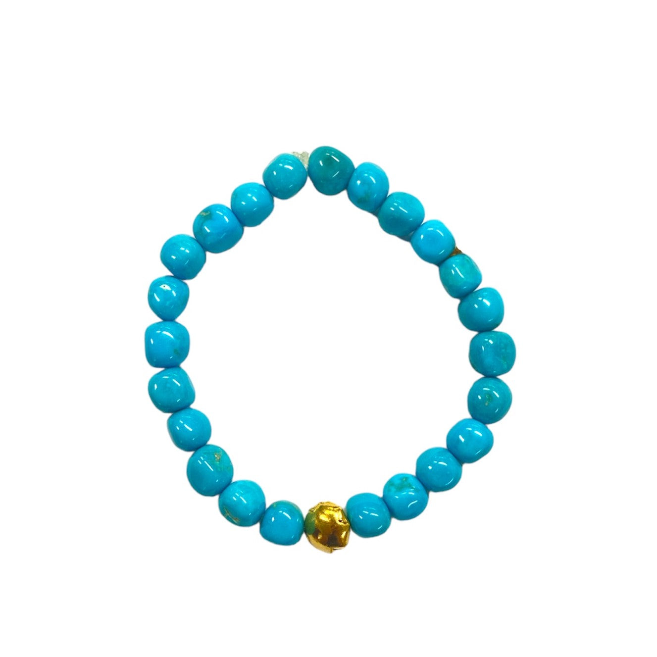 Round Sleeping Beauty Turquoise Stretch Bracelet