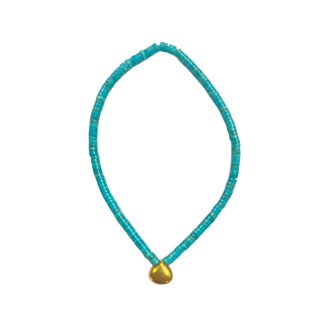 Turquoise With Gold Bead Stretch Bracelet