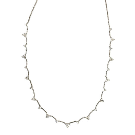 Alternating Diamond Trio White Gold Necklace