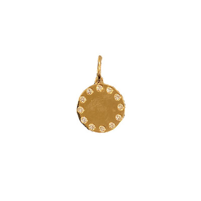 Gold Disc Charm with Diamonds