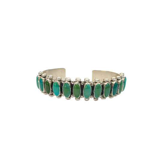 Elongated Oval Turquoise Row Cuff Bracelet