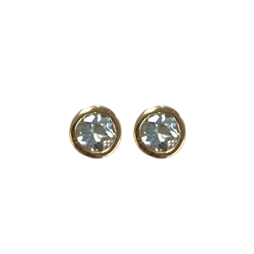 Aquamarine Bezel Stud Earrings