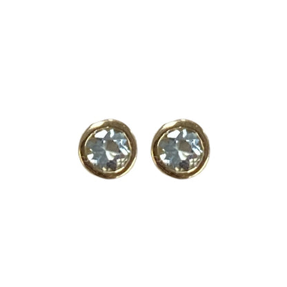 Aquamarine Bezel Stud Earrings