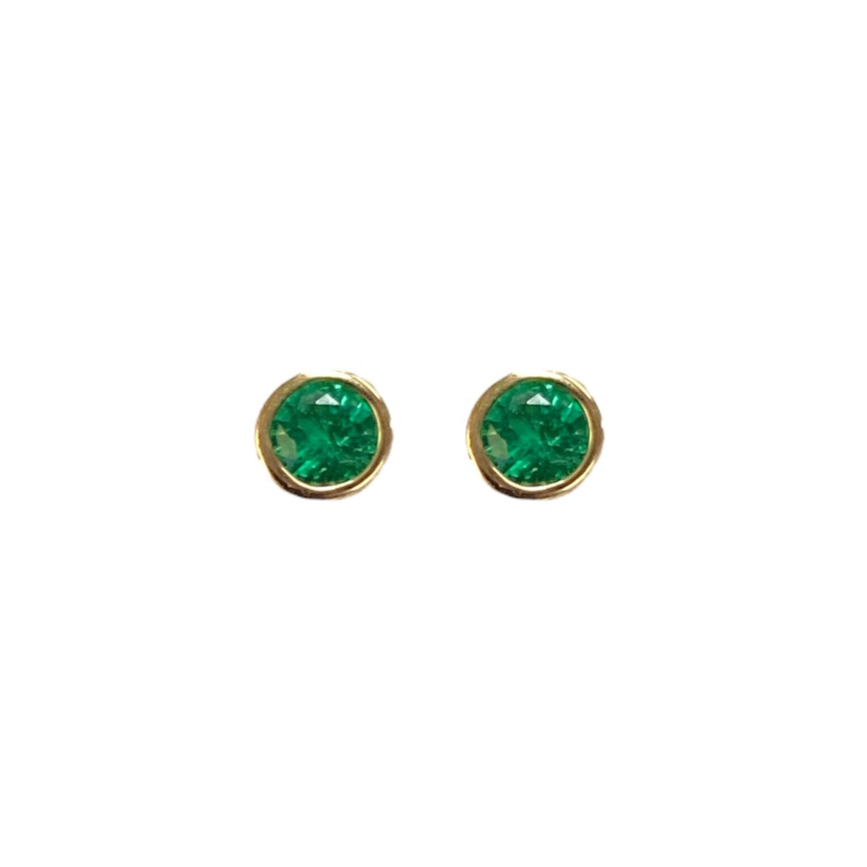 Emerald Bezel Stud Earrings