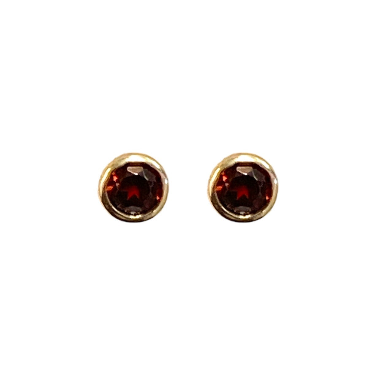 Garnet Bezel Stud Earrings