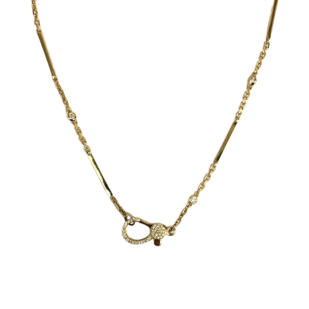 Alternating Bar and Diamond Bezel Necklace