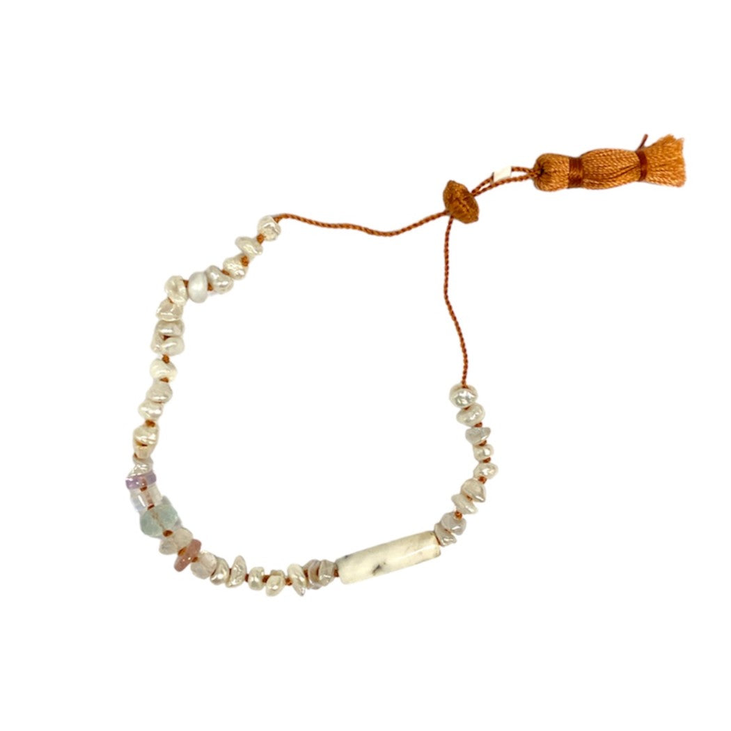 Pearl & White Agate Bracelet