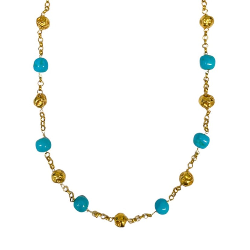 Alternating Turquoise Beaded Necklace