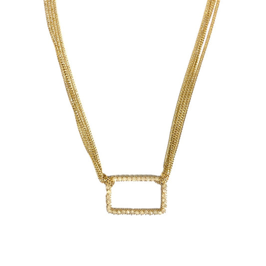 Open Pave Multistrand Rectangle Necklace