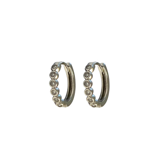 Round Diamond Bezel Huggie Earrings