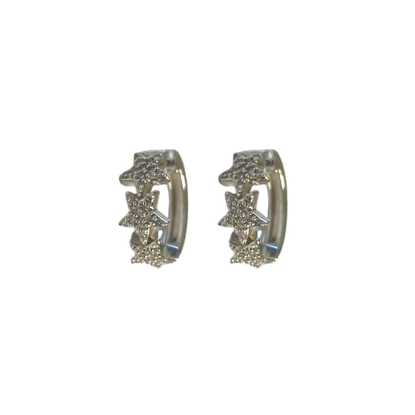 Pave Diamond Stars Huggie Earrings