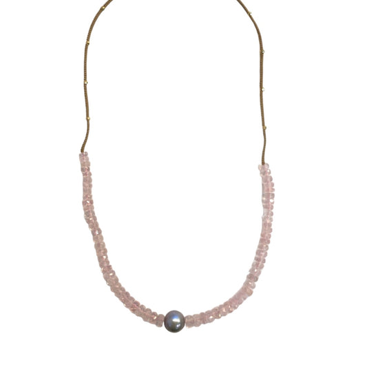 Morganite & Silver Pearl Necklace