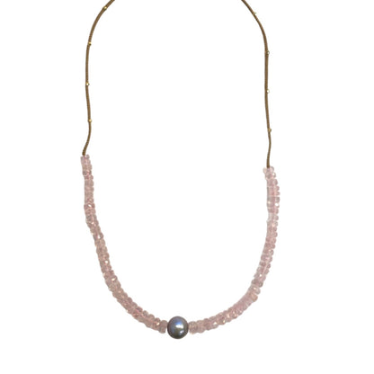 Morganite & Silver Pearl Necklace