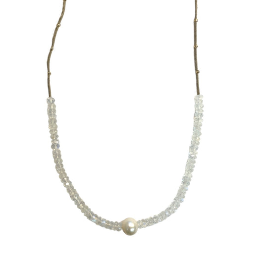 Pearl & Rainbow Moonstone Necklace