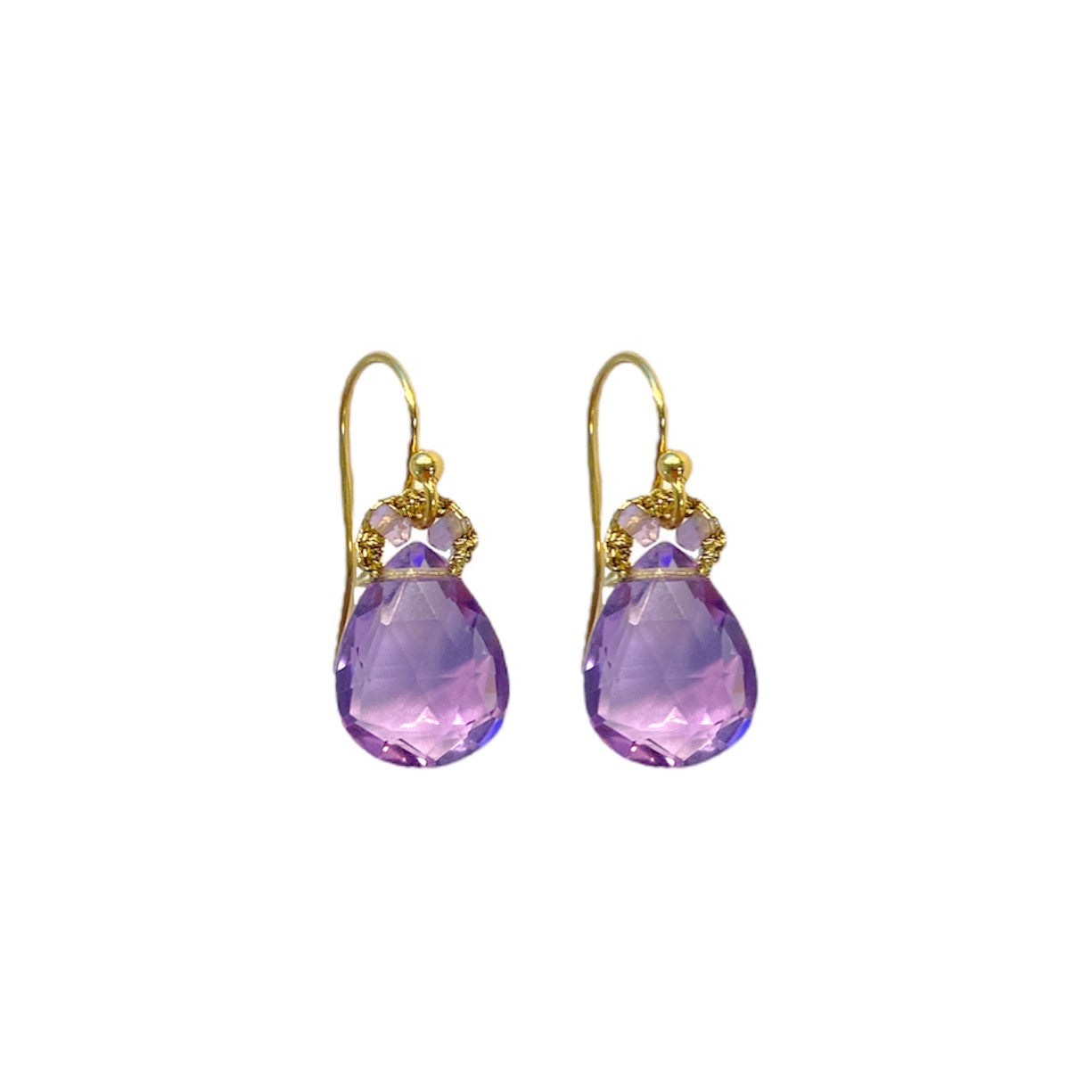 Amethyst Drop Wire Hook Earrings